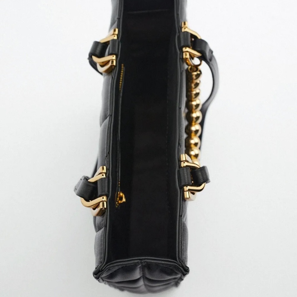 Zara Black Quilted Shopper Bag - Picture 6 of 10